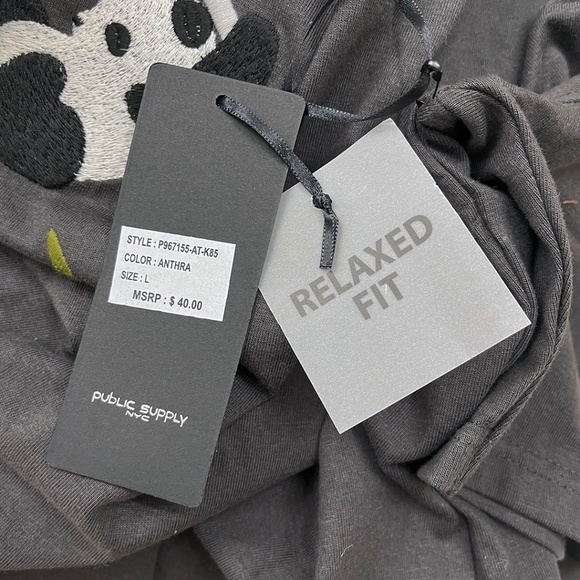 Embroidered Panda Short Sleeve T-Shirt Men's Large - Picture 6 of 9